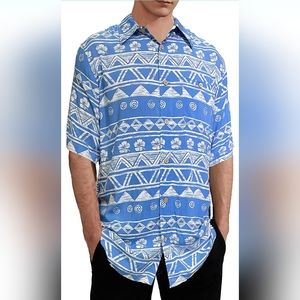 Hawaiian Shirts for Men Aloha Casual Button Down Cruise Beach Wear Short Sleeve